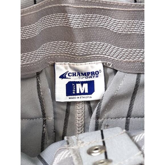 Champro‎ Men's Pinstripe Baseball Pants Elastic Cuff Medium Gray W/ Black Stripe - Picture 4 of 8